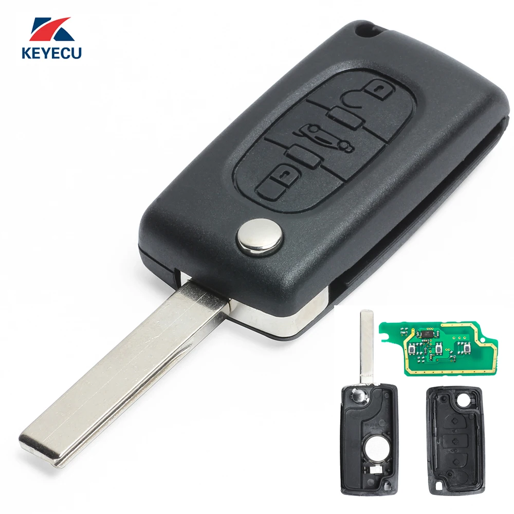 

KEYECU Replacement Remote Car Key Fob 3 Button FSK 433MHz Electronic ID46 for Peugeot 408 FCC ID: 2012DJ7678 / 2012DJ7679