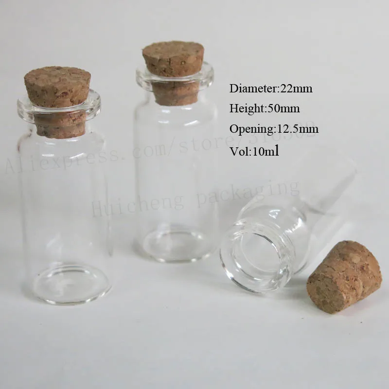 

500 x 10ml Christmas Wish Bottles 10cc Small Empty Clear Cork Glass Bottles Vials For Holiday Wedding home Decoration Gifts