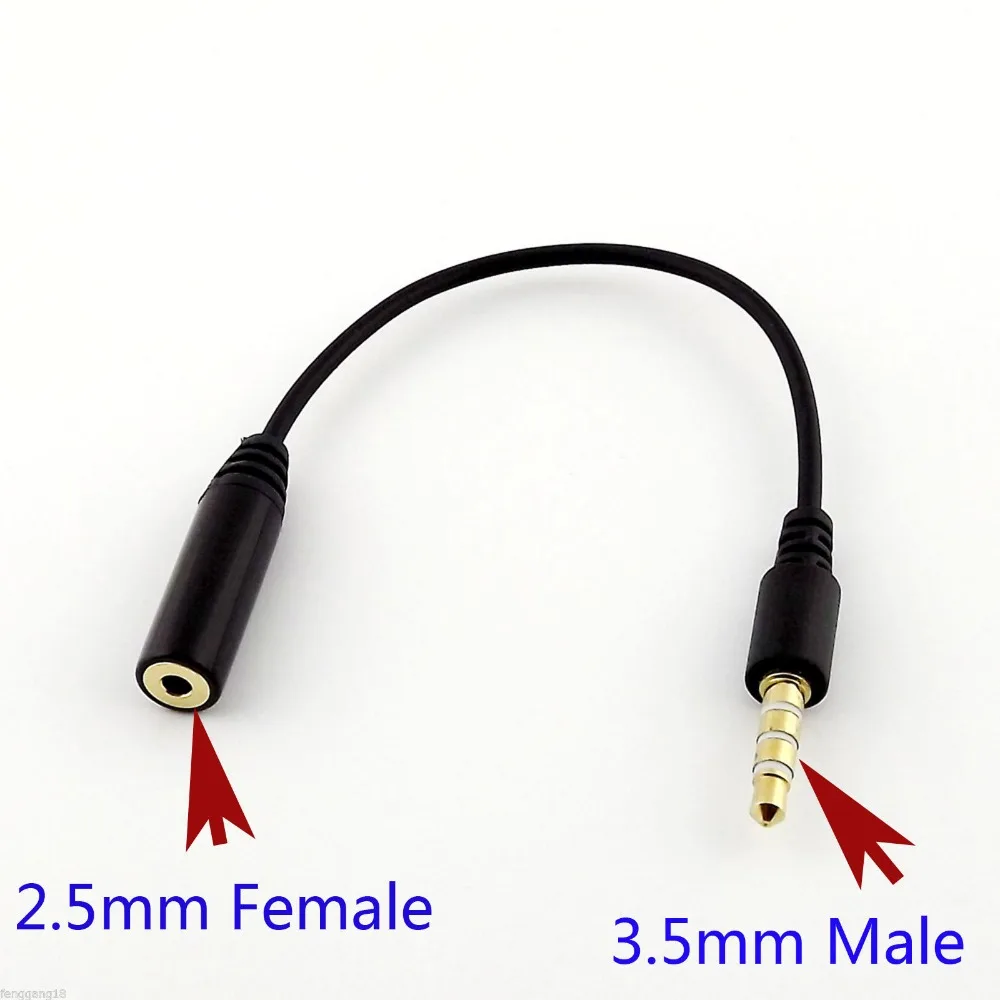 

10Pcs 2.5mm Female Stereo To 3.5mm 1/8" Male 4 Pole Headphone Audio AUX Cable 15cm