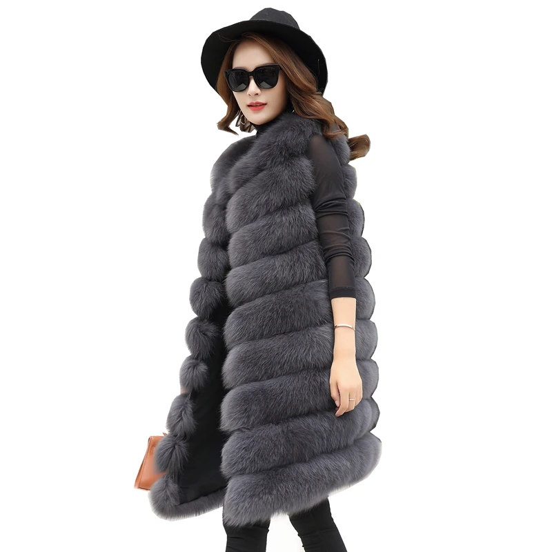 European Luxury Genuine Fox Fur Vest Waistcoat Autumn Winter Women Gilet Warm Outerwear Coats LF4270