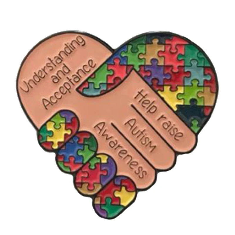 understanding and acceptance help raise autism awareness enamel pin badge