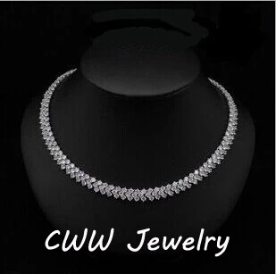 CWWZircons High Quality Rome Design 234 pcs Round White AAA+ Cubic Zirconia Stones Pave Chain Link Necklace CP007