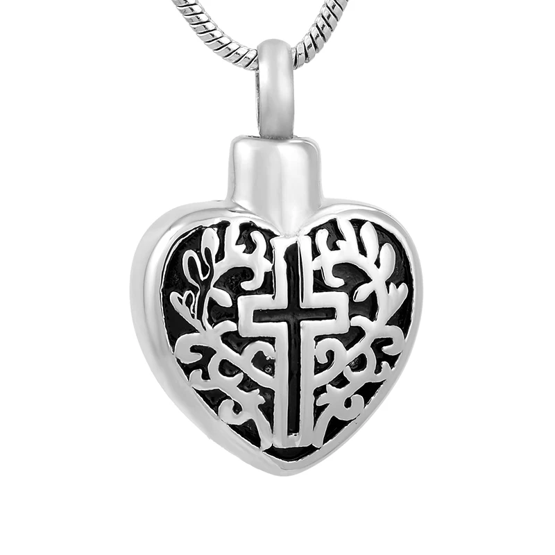 

CMJ9765 4 Color Christ Cross On Heart Keepsake Urns Memorial Jewelry For Pet/Human Ashes Cremation Necklace Funeral Casket Charm