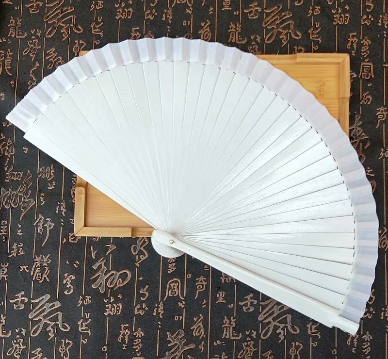 

50pcs Spanish White Wood Folding Hand Fan Party Favor Gift Wedding Prom Dance Fan Free Shipping