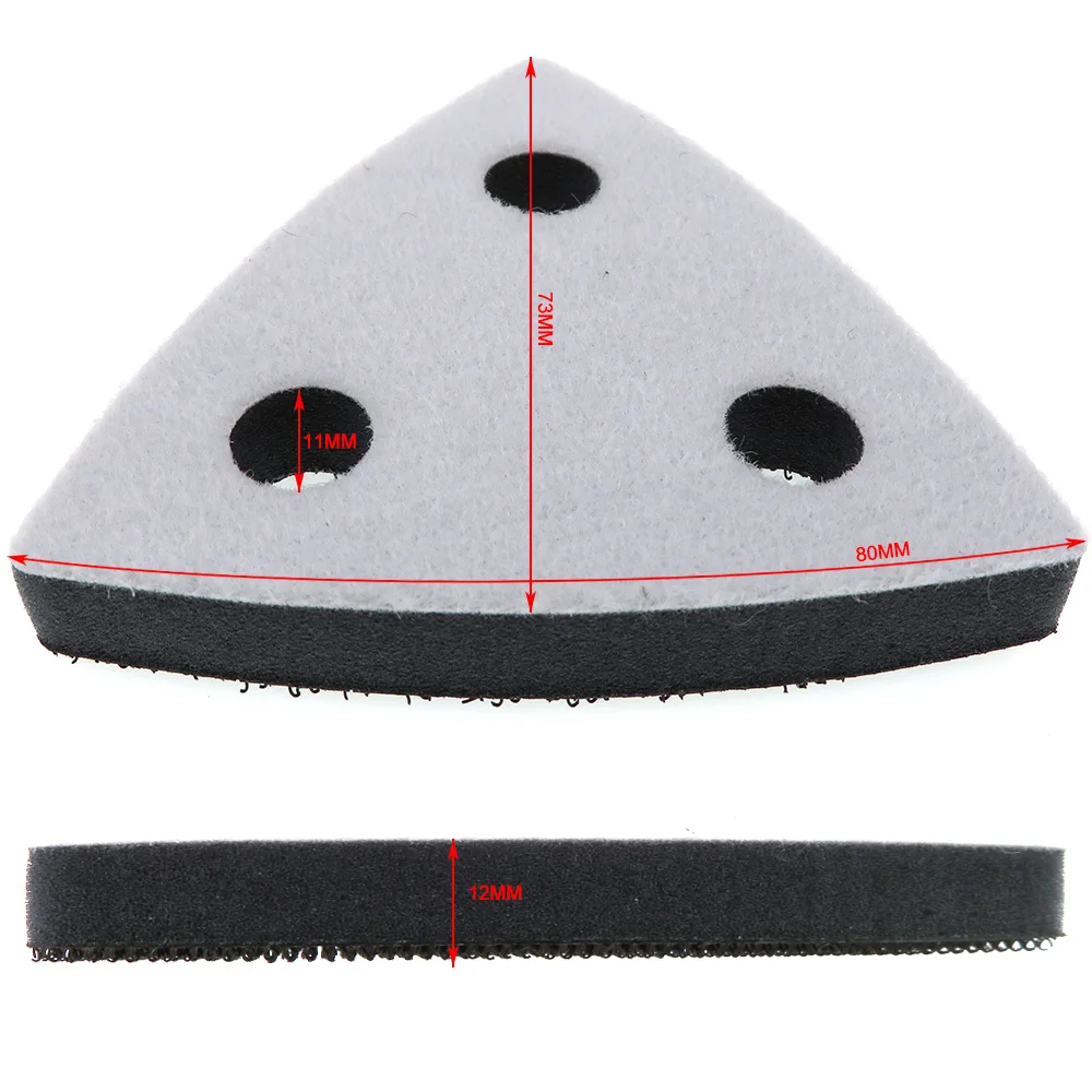 2PCS Soft Interface Pad 80x80x80MM 3-Hole Triangle Sanding Pad Hook and Loop Sponge Cushion Pad Sanding Disc Sanding for Machine