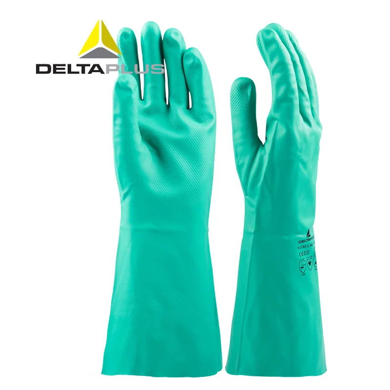 DELTA PLUS length 33cm Nitrile Rubber Gloves Labor insurance work Acid Latex Gloves Non-slip safety gloves