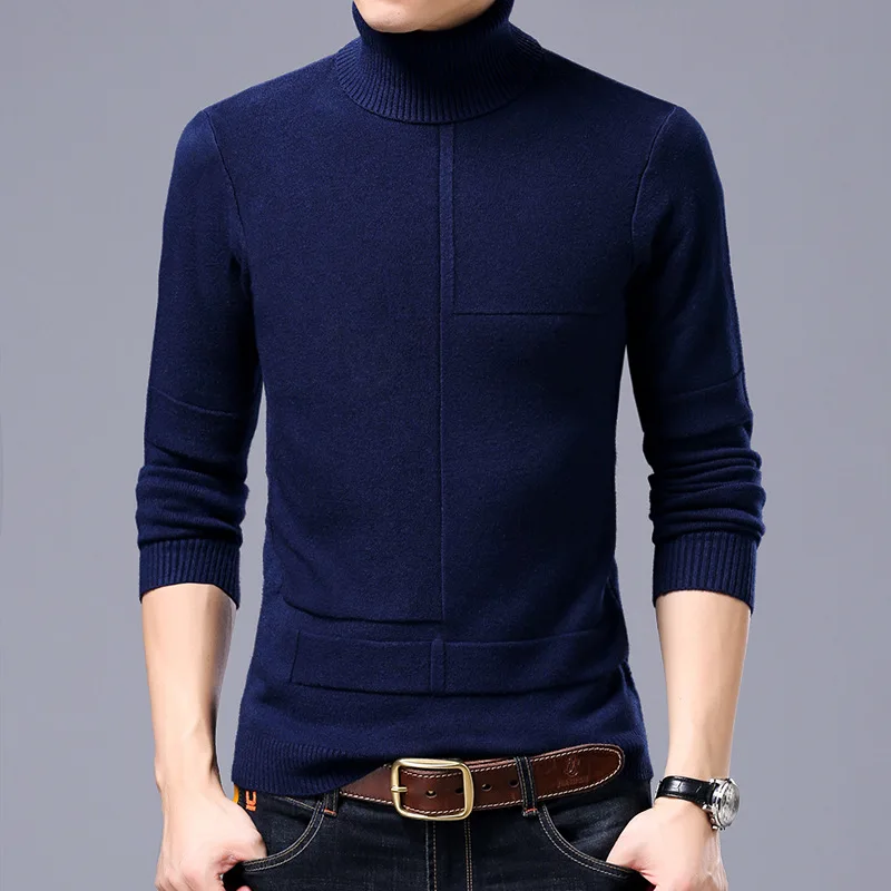 

New Style Autumn Winter Men Smart Casual Sweaters men Turtleneck men's render knitted Sweater Tops Tees Men's Japan Retro FS9602