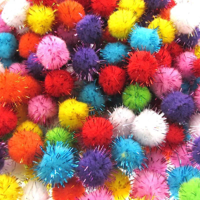 80pcs 2.5cm Mix Glitter pompoms soft pom poms balls Arts Toys DIY Craft Supplies Sewing Fabric pompoms wedding Home Decoration