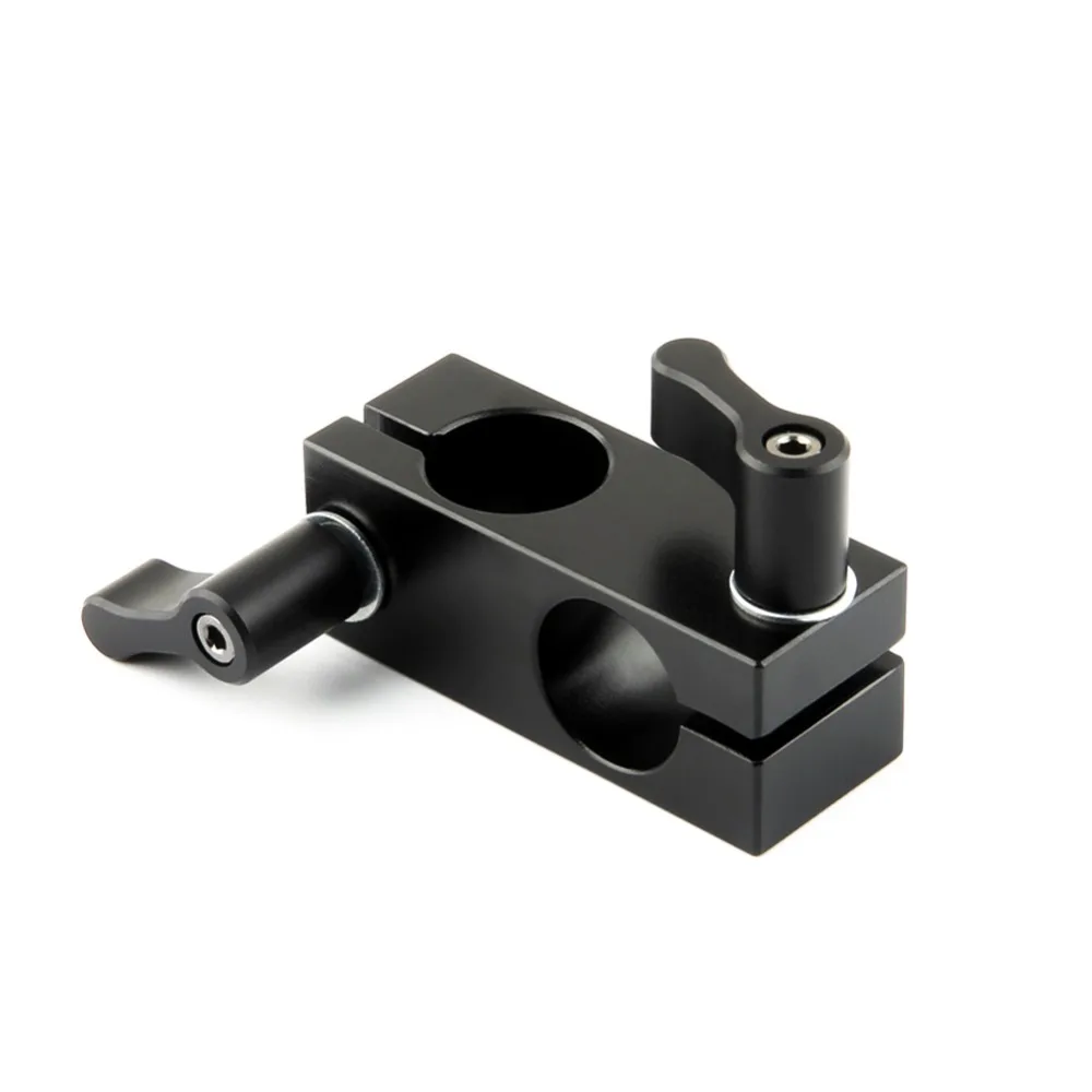 NICEYRIG Double Rod Clamp 15mm 90 Degrees Vertically Rail Connector Adapter DSLR Camera Rig Aluminum Alloy Black 2pcs Hand Screw