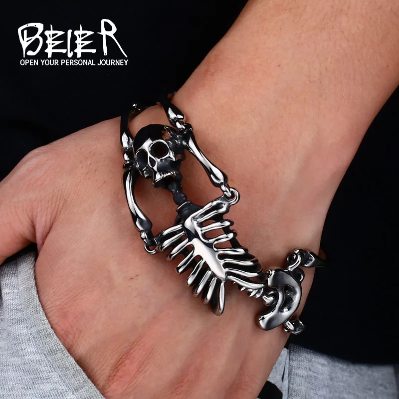 BEIER  New Cool Punk Skull Bracelet For Man 316 Stainless Steel Man\'s High Quality Jewelry BC8-047