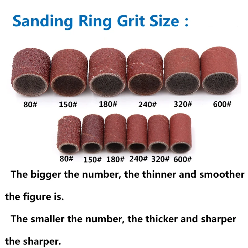 50pcs 80-600 Grit Nail Art Sanding Bands For Electric Nail Machine Nail Drill Bits Drum Sanding Kit Abrasive Tools Accessories