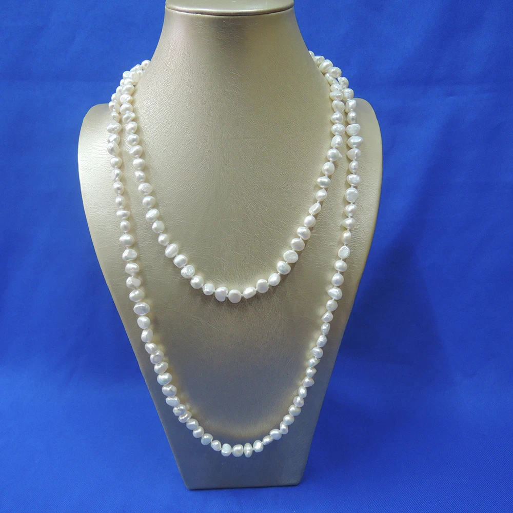 100% NATURE FRESHWATER PEARL LONG NECKLACE-120 CM long pearl necklace,7-8 mm pearl