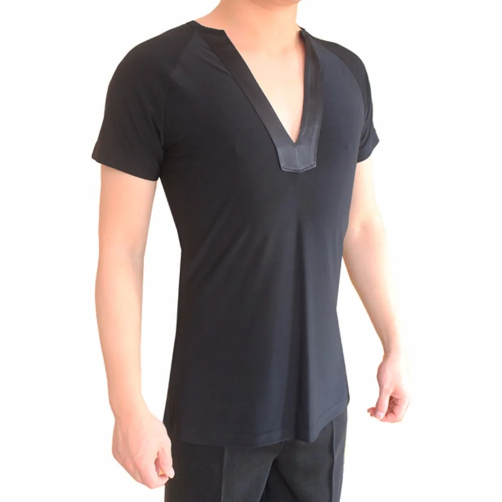 

Good Quality Latin Dancing Shirts For Males More Color 2 Style Sleeves Tops For Men Professional Ballroom Practice Wears Q7036