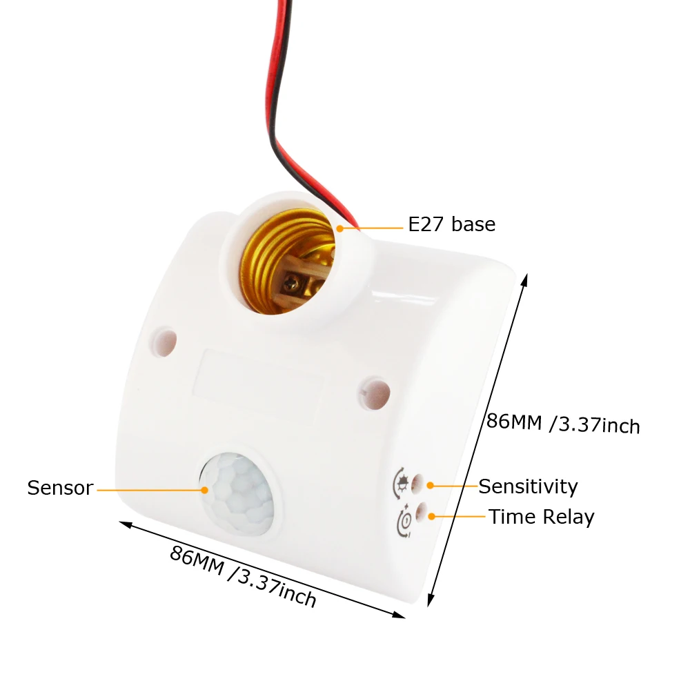 E27 Motion Sensor Lamp Holder  220V AC PIR Infrared Sensor Switch Automatic for Light Bulb Human Body Induction Lamp Holder