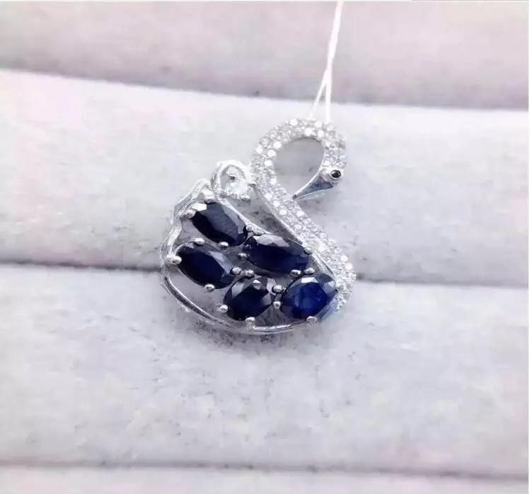 

Sapphire necklace pendant Natural origin blue sapphire 925 sterling silver 4*6mm 5pcs gem For men or women Fine quality