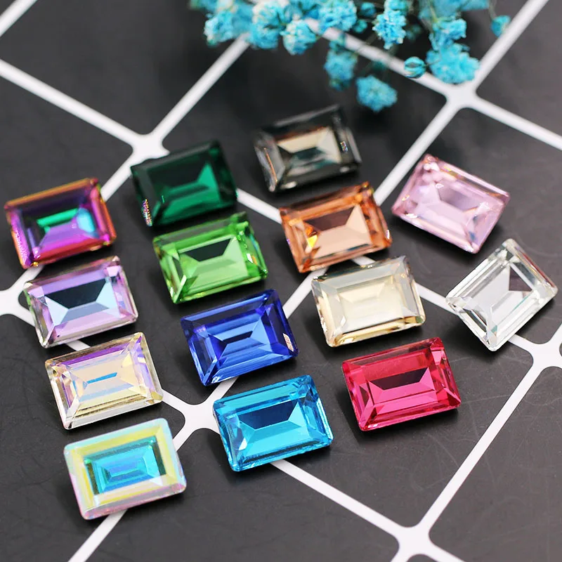 10x14mm rectangle pointback crystal strass k9 glass rhinestones for nail art clothing necklace earring Accessories