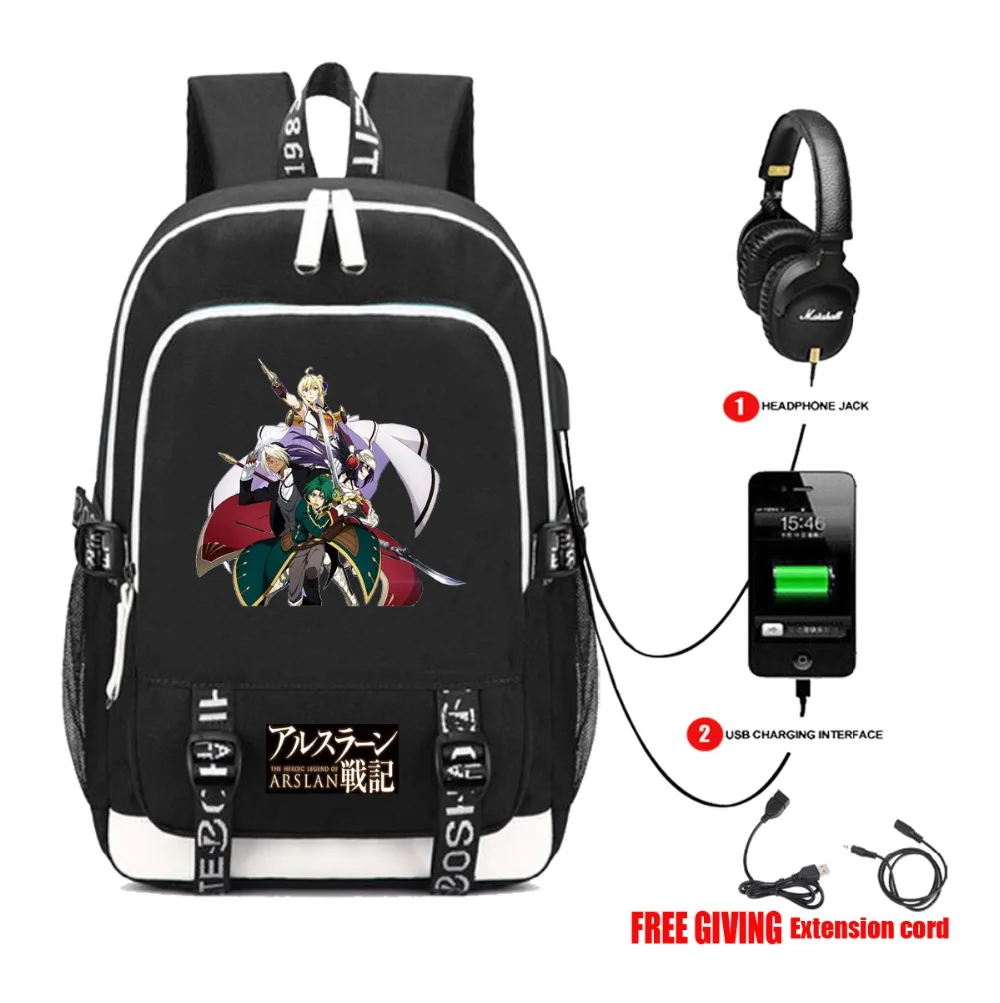 anime Record of Grancrest War backpack USB Charging Headphone Jack teenagers Men travel bag student book Bags backpack 6 style