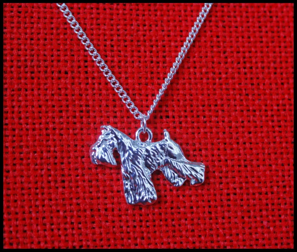 schnauzer dog necklace  Handmade necklace Embossed pendant jewelry Silver color plated fast delivery