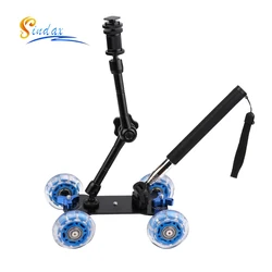 3in1 Camera Rail Car Table Dolly Car + +11 inch Magic Arm + Phone Handheld Monopod Selfie Stick For d1000 d3000 d3100 d3200