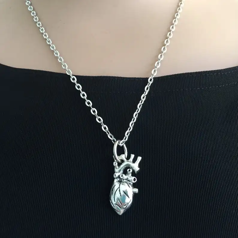 new 2019 Heart Necklace Anatomical Heart Necklace I Heart You Necklace fashion Jewelry Doctor Realistic Heart Valentine Gift