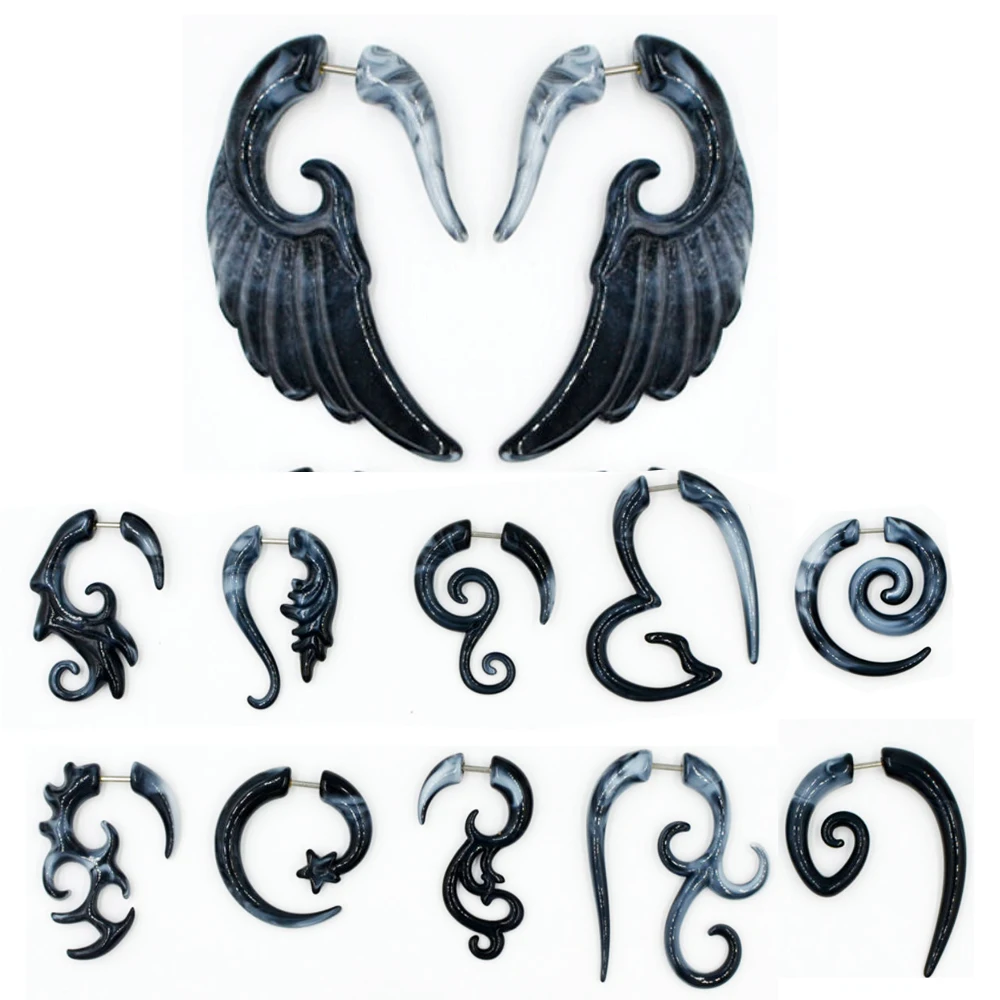 Heteromorphism Shape Double Color Fake Spiral Ear Taper Plug Gauges Twist Expanders Earring Cheater Stretchers Piercing Jewelry