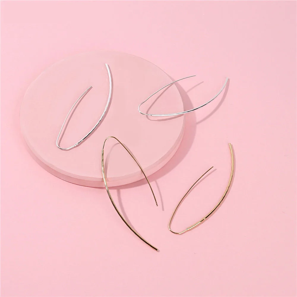 Minimalist Ear Jewelry Dainty Basic Style Gold Silver Color U Shape Thin Copper Wire Hoop Earrings