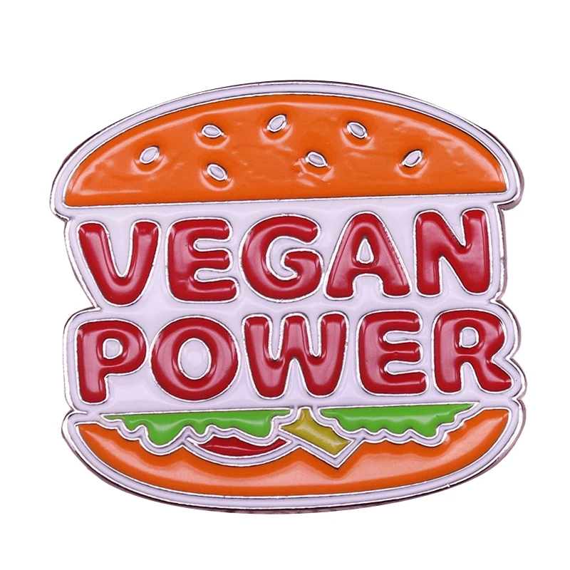 Veggie burger lapel pin vegan power brooch retro fast food badge Nostalgia 80s foodie gift