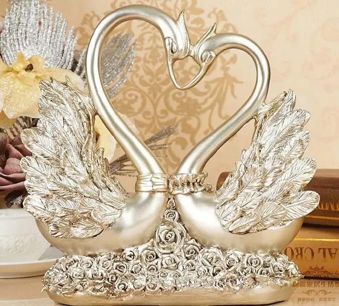 

Environmental resin Europe style couples swans 26x26 cm arts craft,furnishings living room decoration wedding gift a2416