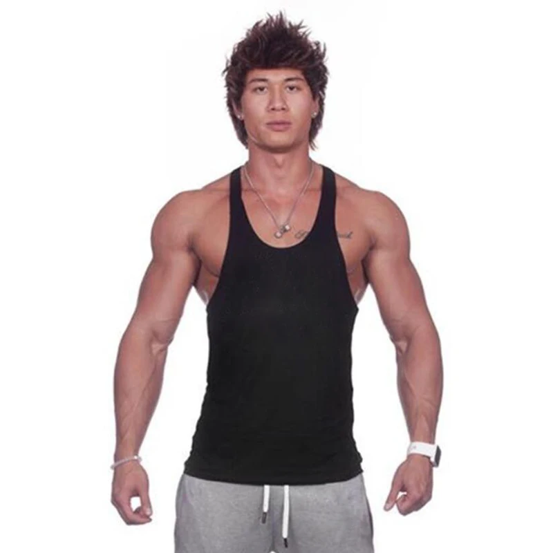 Summer Style New Bodybuilding and fitness Men\'s Casual Sexy Sleeveless Tank Tops Men Solid Color Cotton Top Tees Muscle Vest