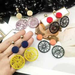 New Exaggerated Big Circle Earrings Female Temperament Personality Wild Circle Ring Pendant Earrings Long Paragraph Many Colour