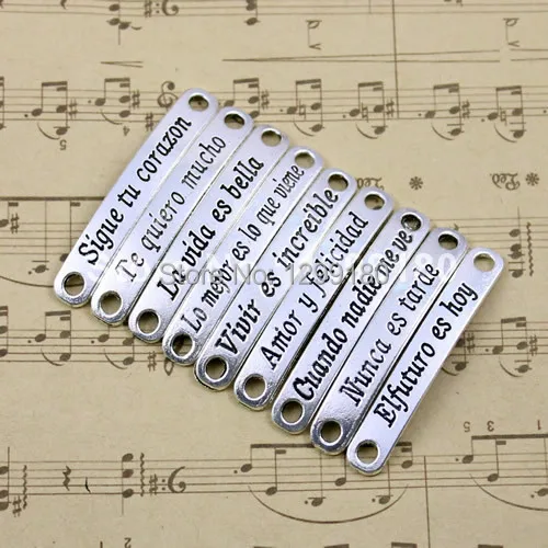 18pcs/lot Mix Styles Antique Silver Spanish Connectors Pendant Tibetan silver Bracelet Clasps Beads 44x7mm (K00578)
