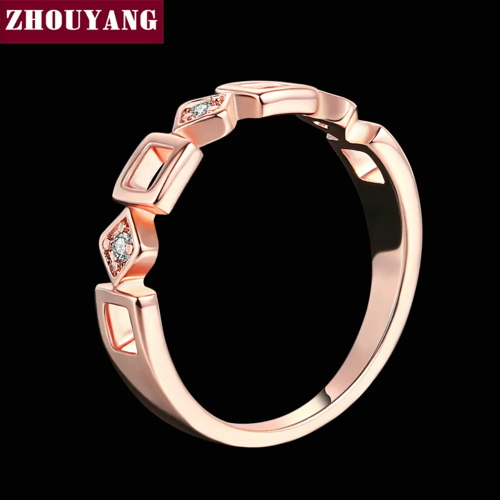 Top Quality ZYR197 Concise Crystal Ring Rose Gold Color Austrian Crystals Full Sizes