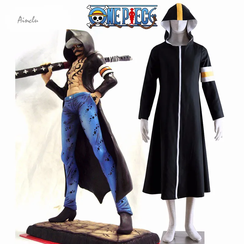 Ainclu One Piece Seven Warlords of the Sea Surgeon of Death Trafalgar Law Overcoat Adult Kid Halloween Cosplay Costume