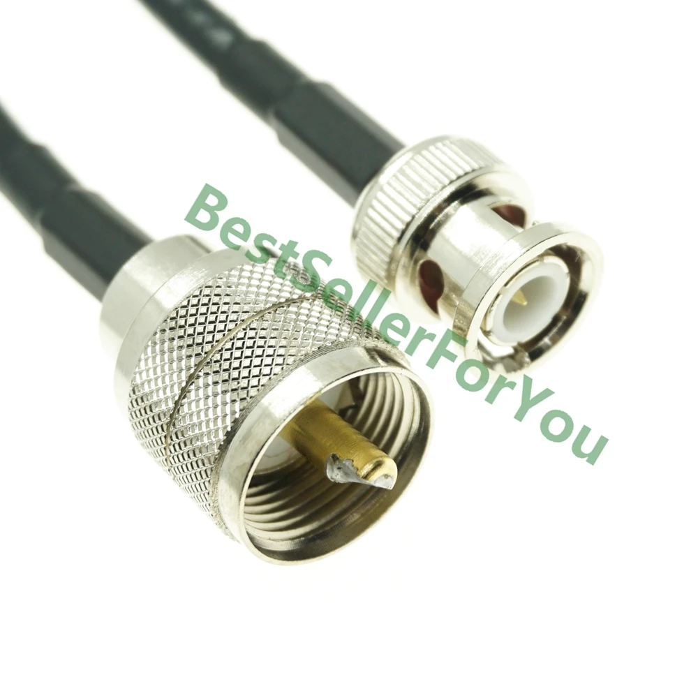 RG58 cable UHF PL-259 PL259 male to BNC male straight lot crimp jumper pigtail
