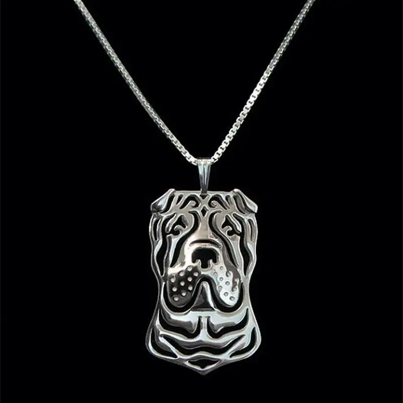 Women's Jewelry Metal Dog Pendant Necklaces Female Alloy Chinese Shar Pei Necklaces