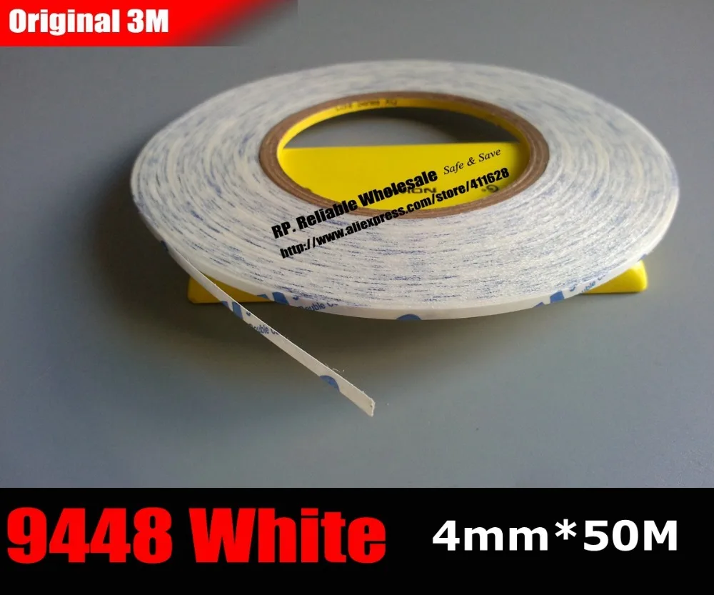 (4mm* 50M) 3M 9448A White Double Sided Adhesive Tape Sticky for iphone/ipad Mac, Phone Touch Screen Glass Display Cable Assemble