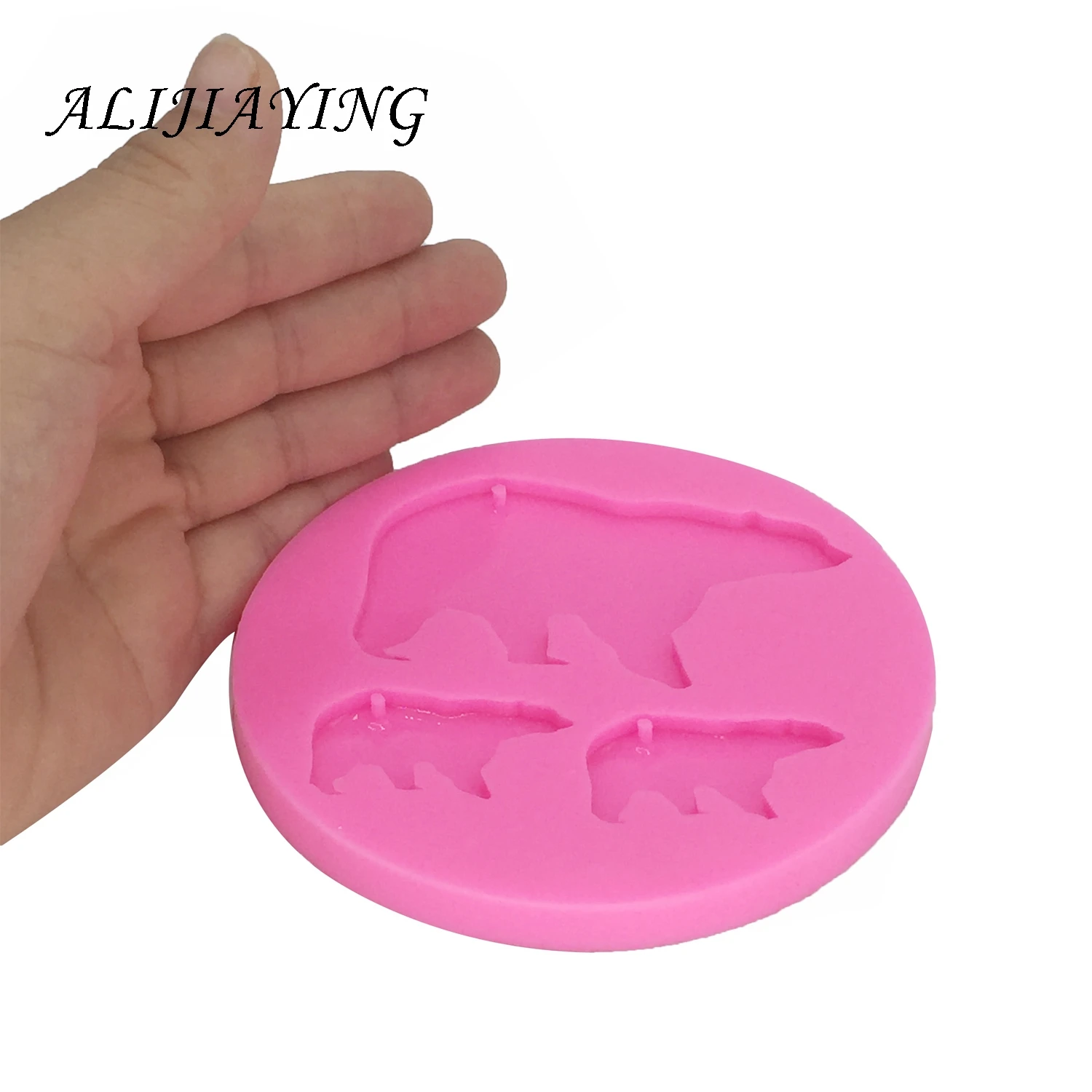 Shiny DIY Mother bear and baby bear shape silicone mold for keychains Resin Mold for 3D crafts tools DY0056