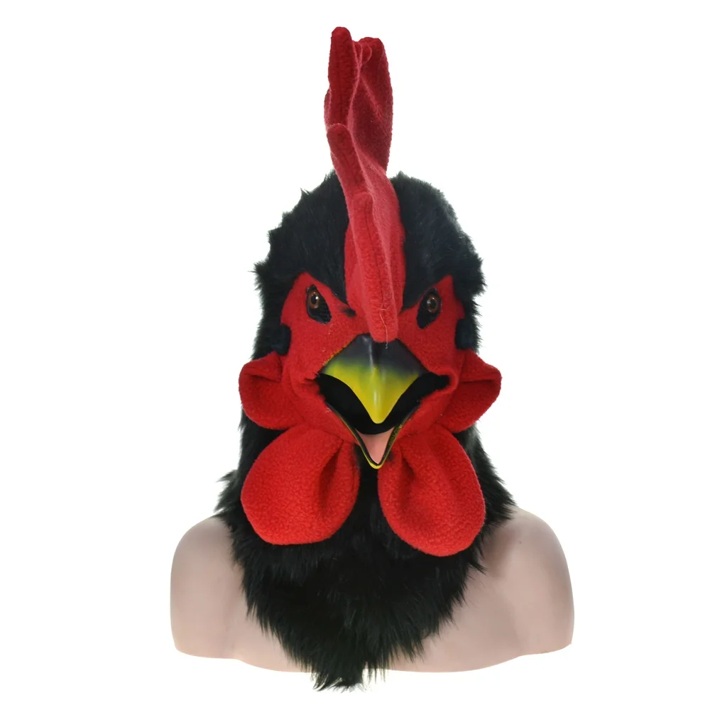 2022 HUITAI PLUSH  HANDMADE CARNIVAL MOVING MOUTH MASK  BLACK COCK MASQUERADE -MASKS COSPLAY PROPS