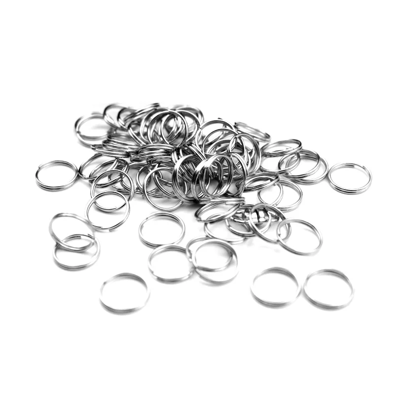 Aiovlo 100pcs/lot 6 8 10 12 15 Mm Stainless Steel Jump Split Rings Key Chain Utility Connectors for Diy Jewelry Making