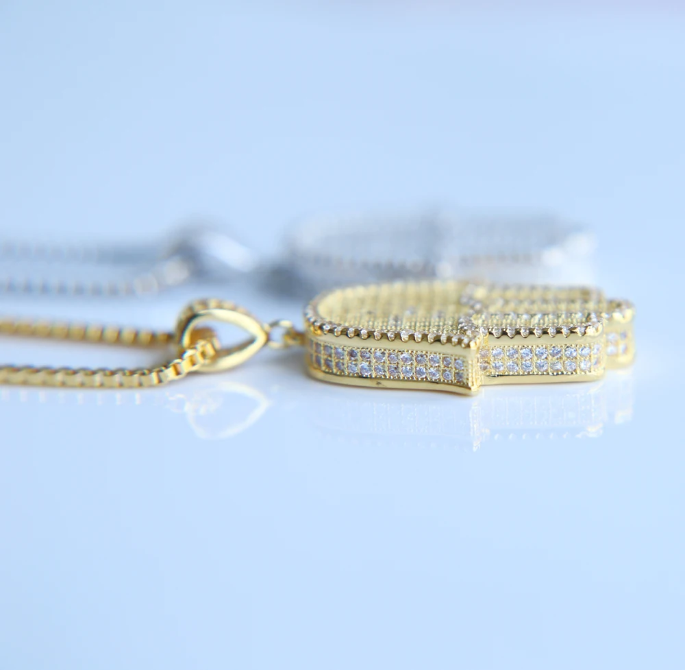 free chain micro pave cz hip hop  bling Men Jewelry New Fashion hand Gold Color Jewelry Men Necklace Copper