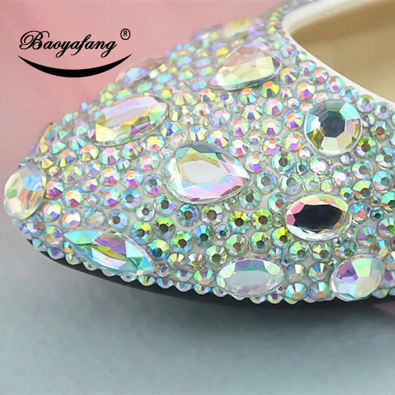 wedding shoes Sapphire AB Diamond Crystal Night Insert Diamond Shoes Banquet Shoes White sweet party shoe