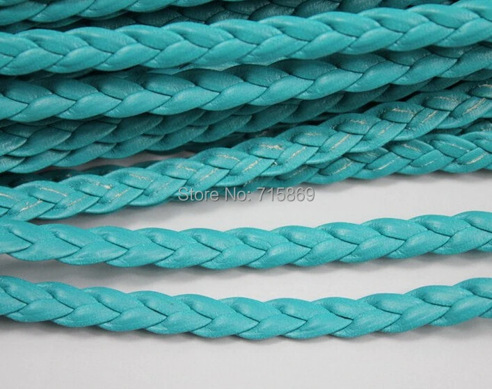 Free Ship 100Meters 5mm Peacock Blue  Braid Faux leather Cord synthetic leather Cord