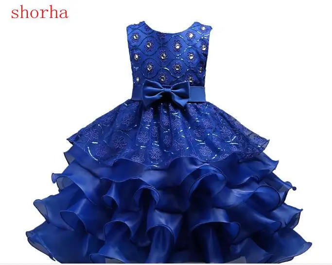 New hot Kids Fancy Girl Flower Petals Dress Children Bridesmaid Outfits Elegant Dress for Girl  Party Prom Gown Princess Costume