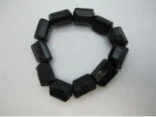 

Black Tourmaline Bracelet Stretchy Rough Tourmaline Stone Specimen Reiki Chakra.