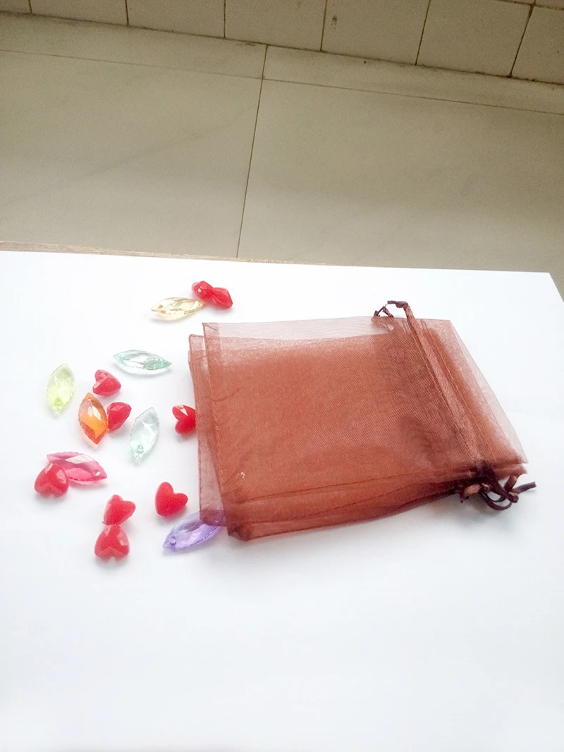 

500pcs 13*18 Brown gift bags for jewelry/wedding/christmas/birthday Organza Bags with handles Packaging Yarn bag