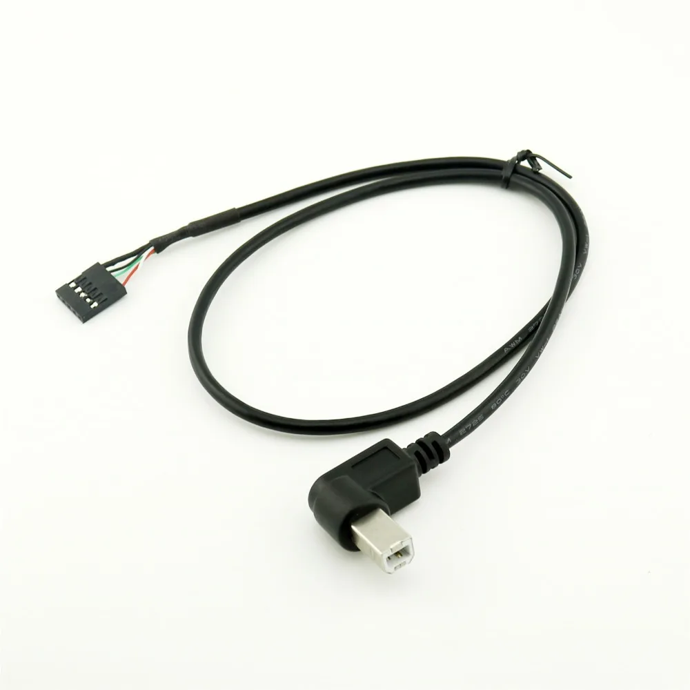 10pcs USB 2.0 B Male Left Angle to Dupont 5 Pin Female Header Motherboard Cable 50cm/1.5ft