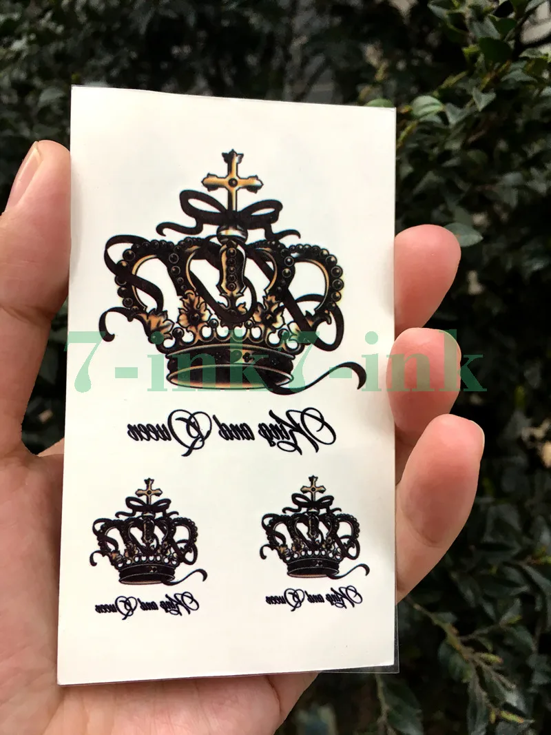 Waterproof Temporary Tattoo Sticker King Queen Crown English Letter Tatto Flash Tatoo Fake Tattoos For Men Women