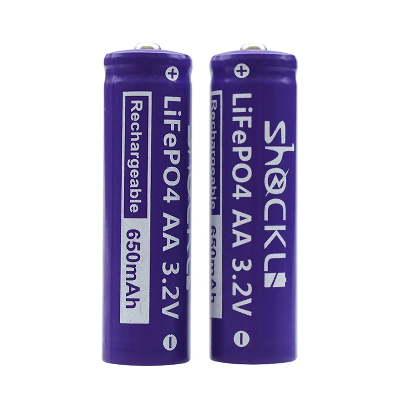 2pcs/ lot Shockli Lifepo4 3.2V 14500 Rechargeable battery AA Lithium ion Battery Cell  650mAh  for Camera and Solar Led Light