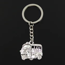 New Fashion Keychain 27x33mm Thailand Taxi Car Bus Pendants DIY Men Jewelry Car Key Chain Ring Holder Souvenir For Gift