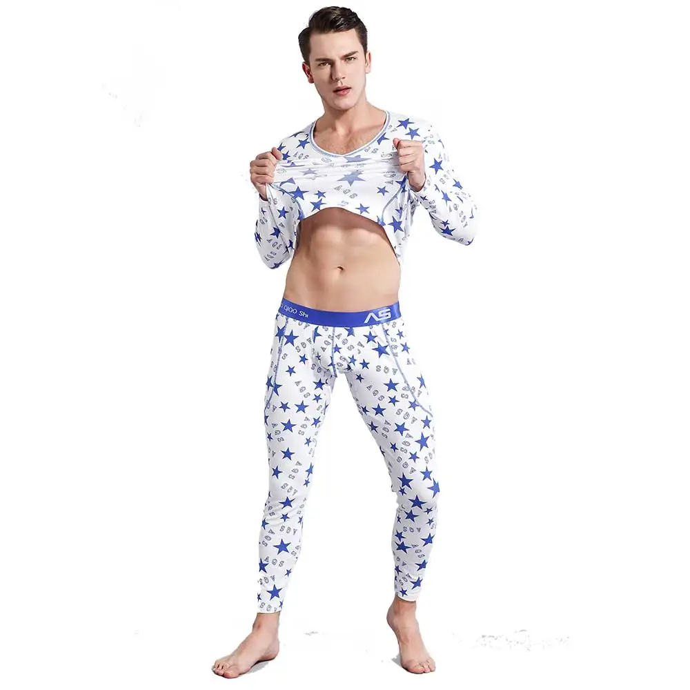 men\'s fashion Thicken cashmere long johns set legging pants tight thermal underwear men High collar thick warm winter clothing